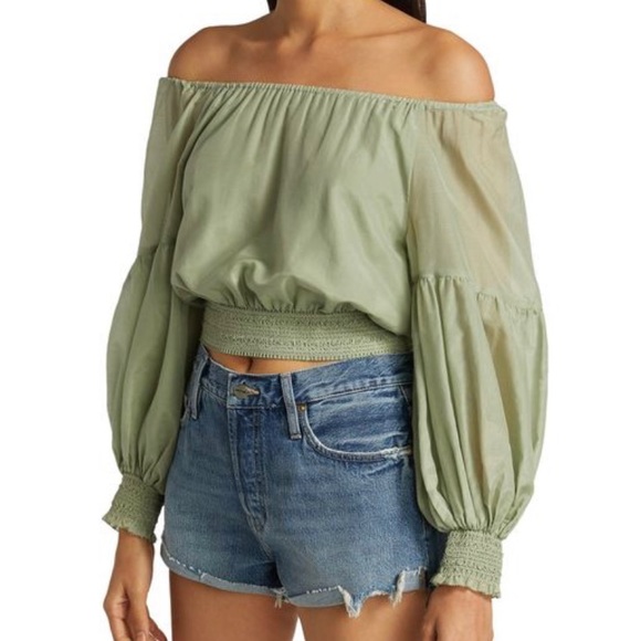 Alice + Olivia Azalea Off The Shoulder Peasant Top Large - Picture 2 of 8